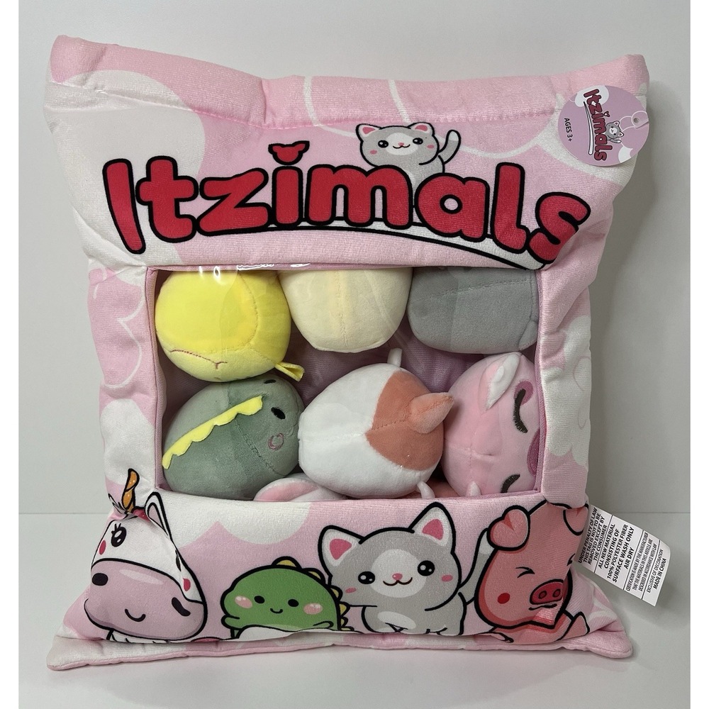 Kawaii Plush Itzimals 8 PCS Fantasy Friends Stuffed Animal Pig Cat Dino Pillow